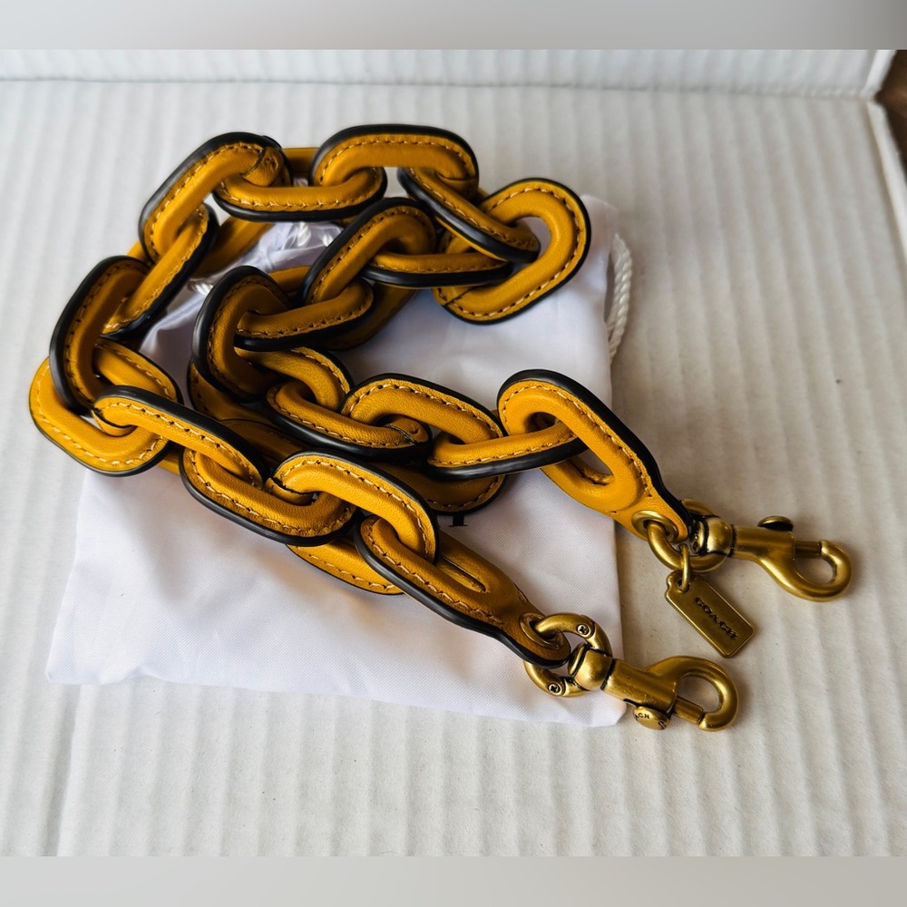 COACH Mustard Yellow Leather Covered Short Chain Strap NWOT